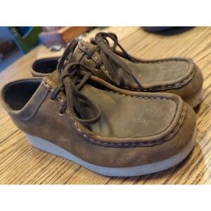 CLARKS 15260 Padmora Wallabee Moccasins Leather Loafers Boots Brown Leather 7 M
